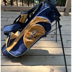 Dunlop Loco Crazy Kid Junior Youth Golf Carry Stand Bag Yellow Blue 4 Way 29"